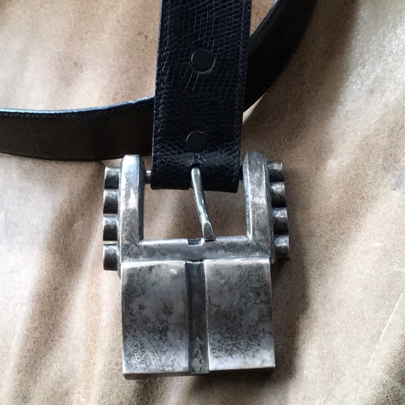 Vintage black leather belt Barry Kieselstein NY